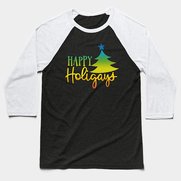 Gay Christmas Shirt | Happy Holigays Gift Baseball T-Shirt by Gawkclothing